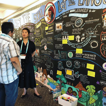 interactive graphic recording, black paper graphic recording, visual notes, acrylic markers, idea wall, live scribing