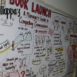 Graphic recording of a book launch